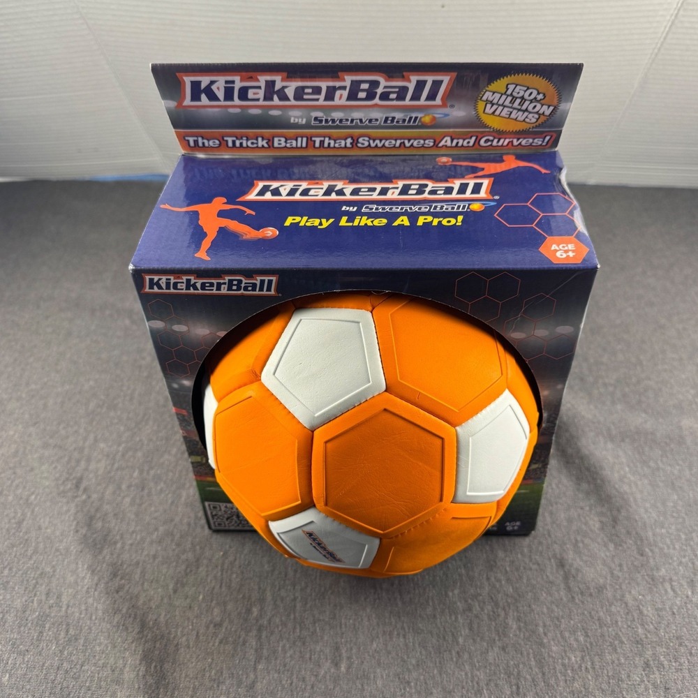 KickerBall by Swerve Ball Orange White Trick Soccer Ball for Kids Ages 6+